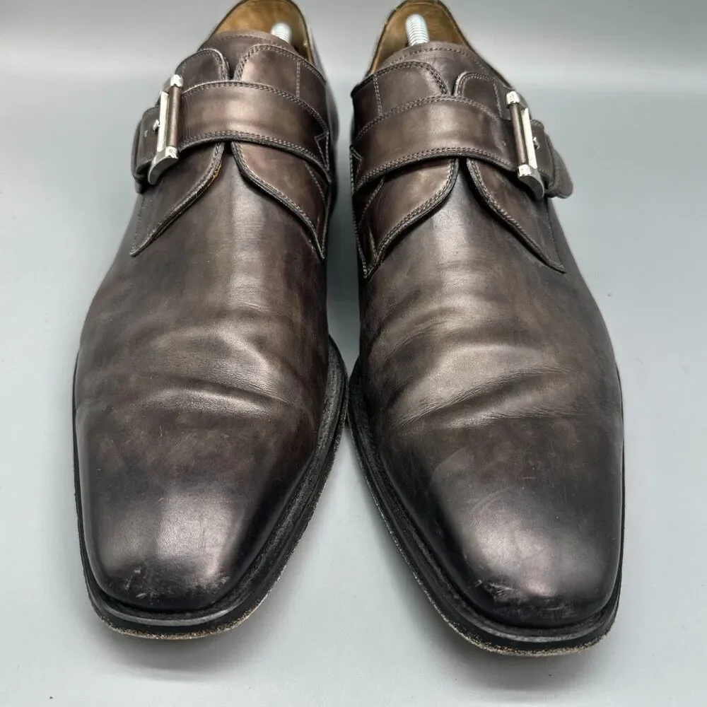 Magnanni Marco II Mens 11.5 M Brown Leather Dress Shoes Single Monk Strap Buckle